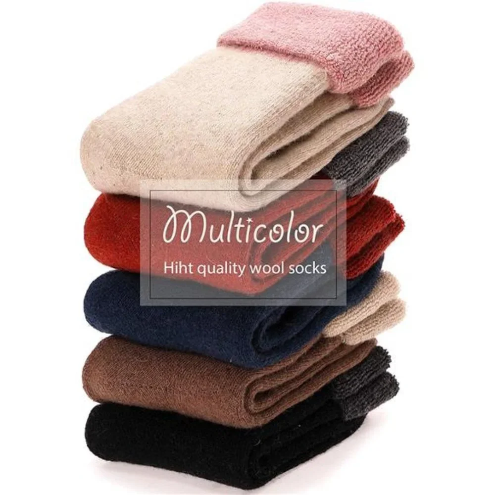 5 Pairs Wool Thermal Boot Crew Socks